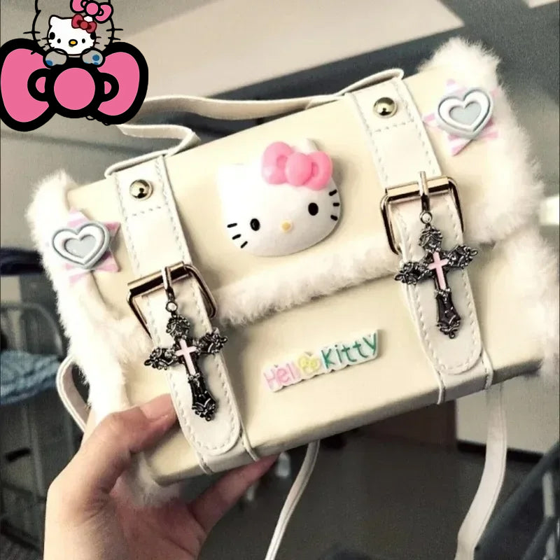 Hello Kitty Y2K Aesthetic Crossbody Bag – Cute Retro Cambridge-Style Shoulder Satchel