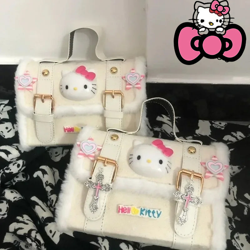 Hello Kitty Y2K Aesthetic Crossbody Bag – Cute Retro Cambridge-Style Shoulder Satchel
