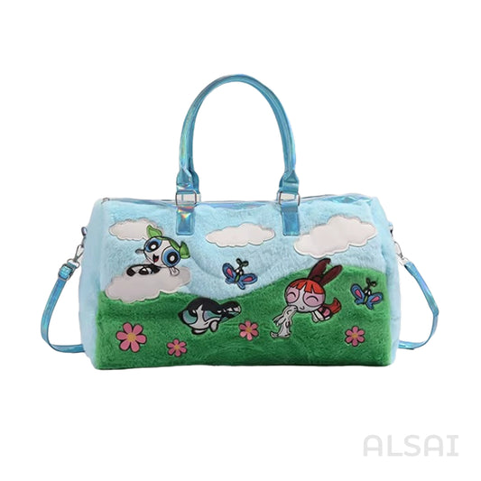 Kawaii Powerpuff Girls Handbag – High-Capacity Cartoon Tote & Shoulder Bag, Trendy Gift for Girls & Anime Fans
