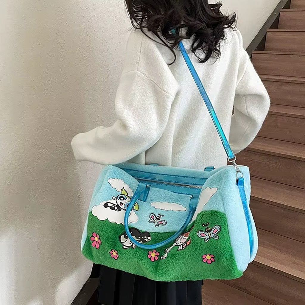 Kawaii Powerpuff Girls Handbag – High-Capacity Cartoon Tote & Shoulder Bag, Trendy Gift for Girls & Anime Fans