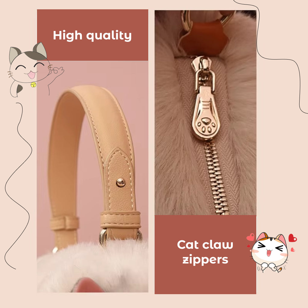 Plush Siamese Cat Shoulder & Crossbody Bag – Cute Winter & Autumn Handbag for Women