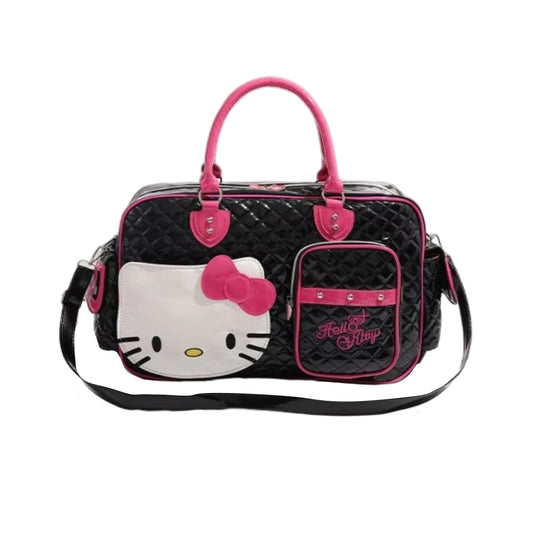 Hello Kitty Kawaii Y2K Handbag – High-Capacity PU Messenger & Travel Bag, Cute Sanrio Cartoon Tote for Girls